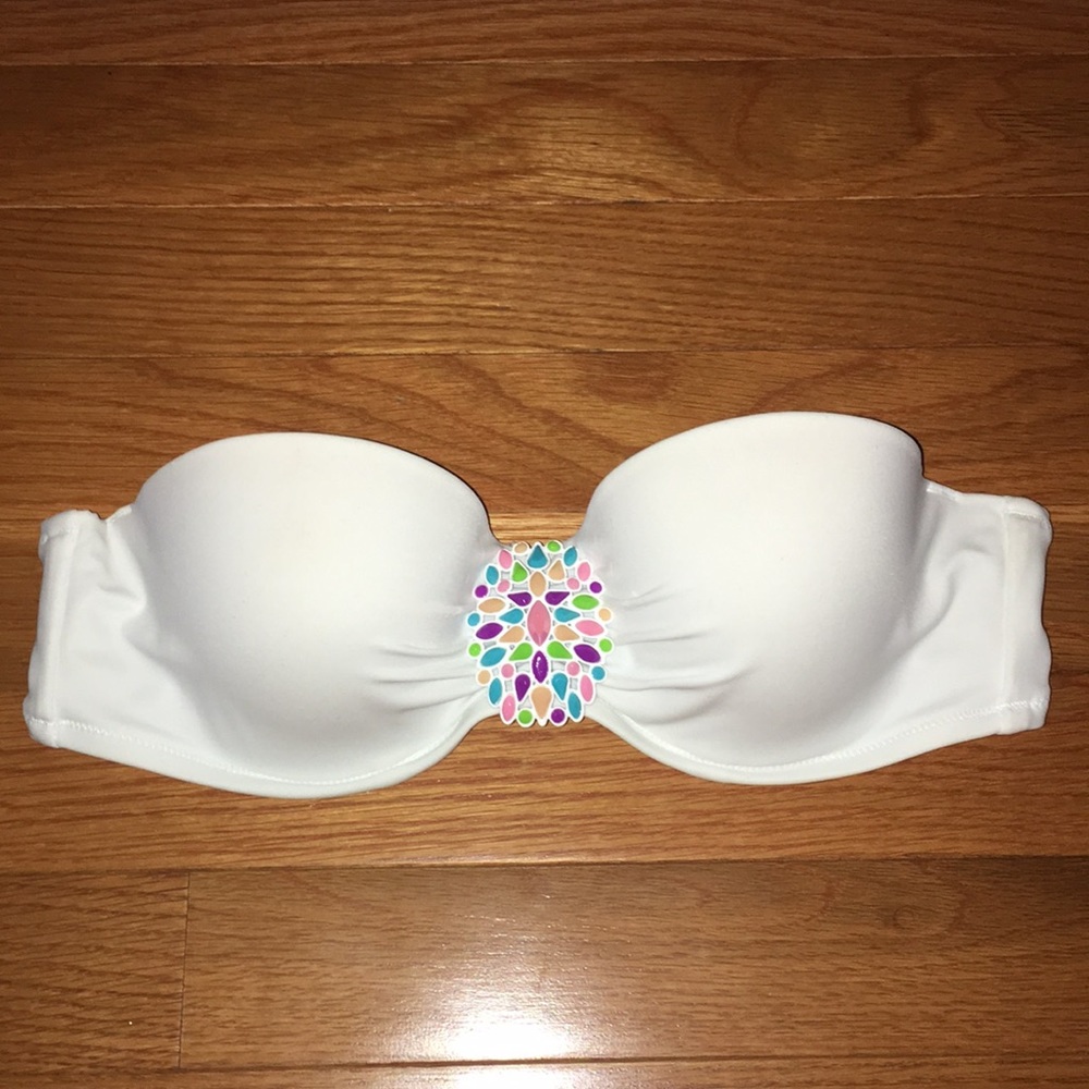 White Strapless Bathing Suit Top